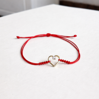 Pulsera Corazón con Circonio en Oro 18K con dije de corazón y circonio engastado
