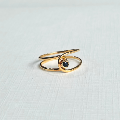 Anillo Conexión en Oro 14K y18K con diseño abierto y circonio redondo engastado en bisel
