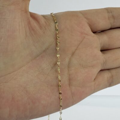 Cadena Dapped Oval en Oro 14K con diseño facetado de 40 cm para dijes pequeños
