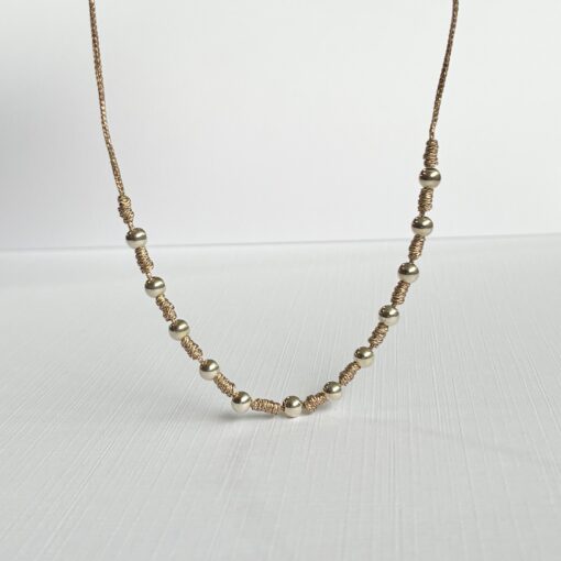 Collar Esferas en Plata 925 con esferas de 3 mm sobre cordón ajustable de nylon