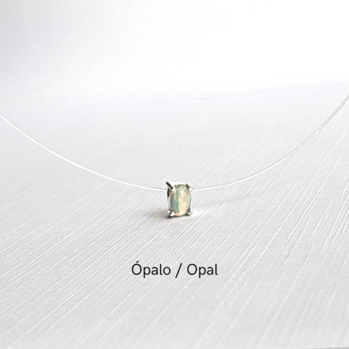 Collar Nylon con Piedra Natural en Plata 925