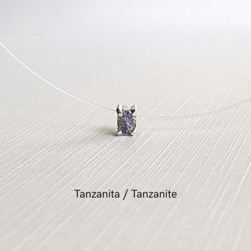 Collar Nylon con Piedra Natural en Plata 925