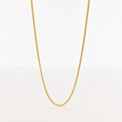 68_1 Cadena plana de oro macizo 18K de 42 cm con diseño clásico y acabado brillante