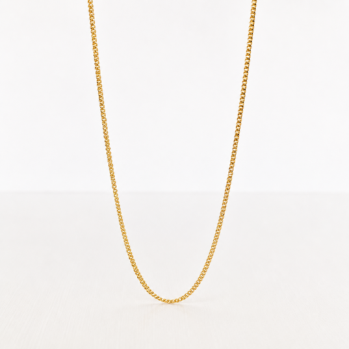 Cadena plana de oro macizo 18K de 42 cm con diseño clásico y acabado brillante