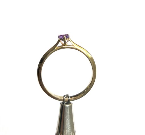 Anillo Corazón Amatista en Oro 18k  - Talla 8