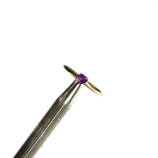 Anillo Corazón Amatista en Oro 18k  - Talla 8
