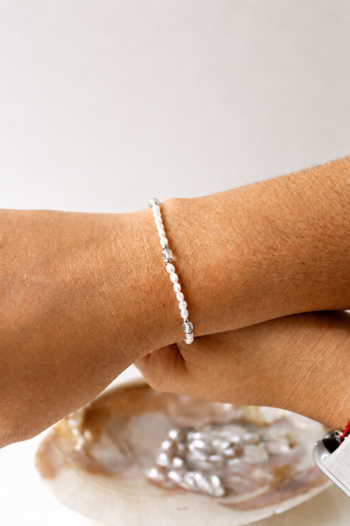 Pulsera de Piedras Naturales y Perlas  en  Oro 14K