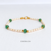 Emerald Pearl Bracelet on White Pulsera de Piedras Naturales y Perlas en Oro 14K