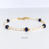 Zafiro Pearl and Sapphire Bracelet Pulsera de Piedras Naturales y Perlas en Oro 14K