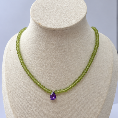 Collar de Peridoto y Amatista Plata 925