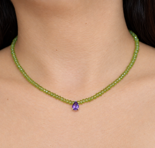 Collar de Peridoto y Amatista Plata 925