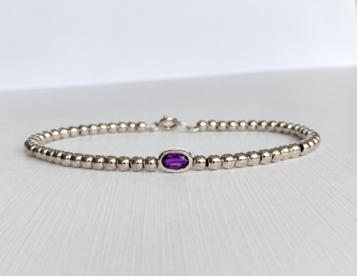 Pulsera de plata con amatista morada Pulsera Equilibrio con Amatista