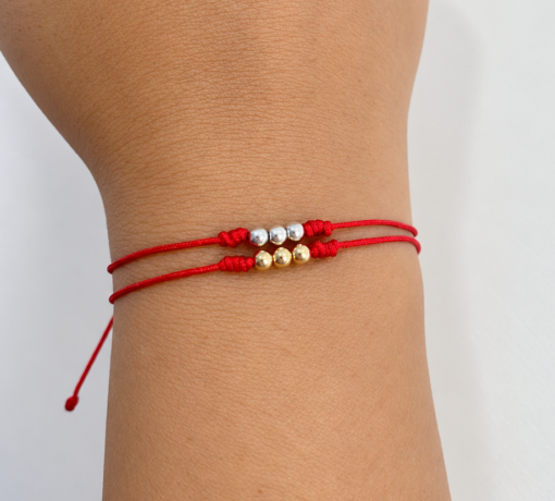 Pulsera  3 esferas Oro 14k y Plata 925
